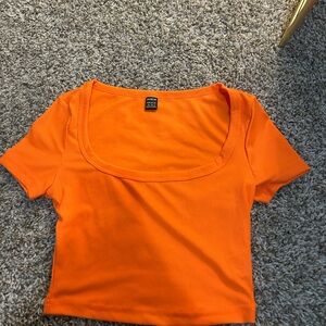 SHEIN Vibrant Orange Ribbed Crop Top
